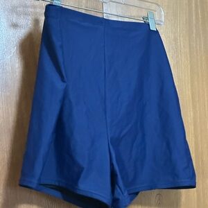 High-Waist Navy Women’s swim Shorts
